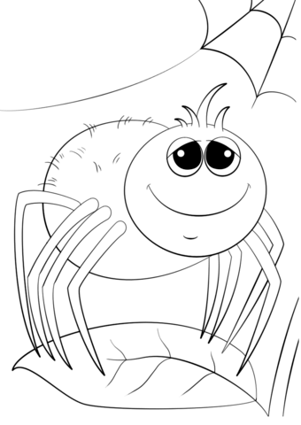 Cute Cartoon Spider Coloring Page